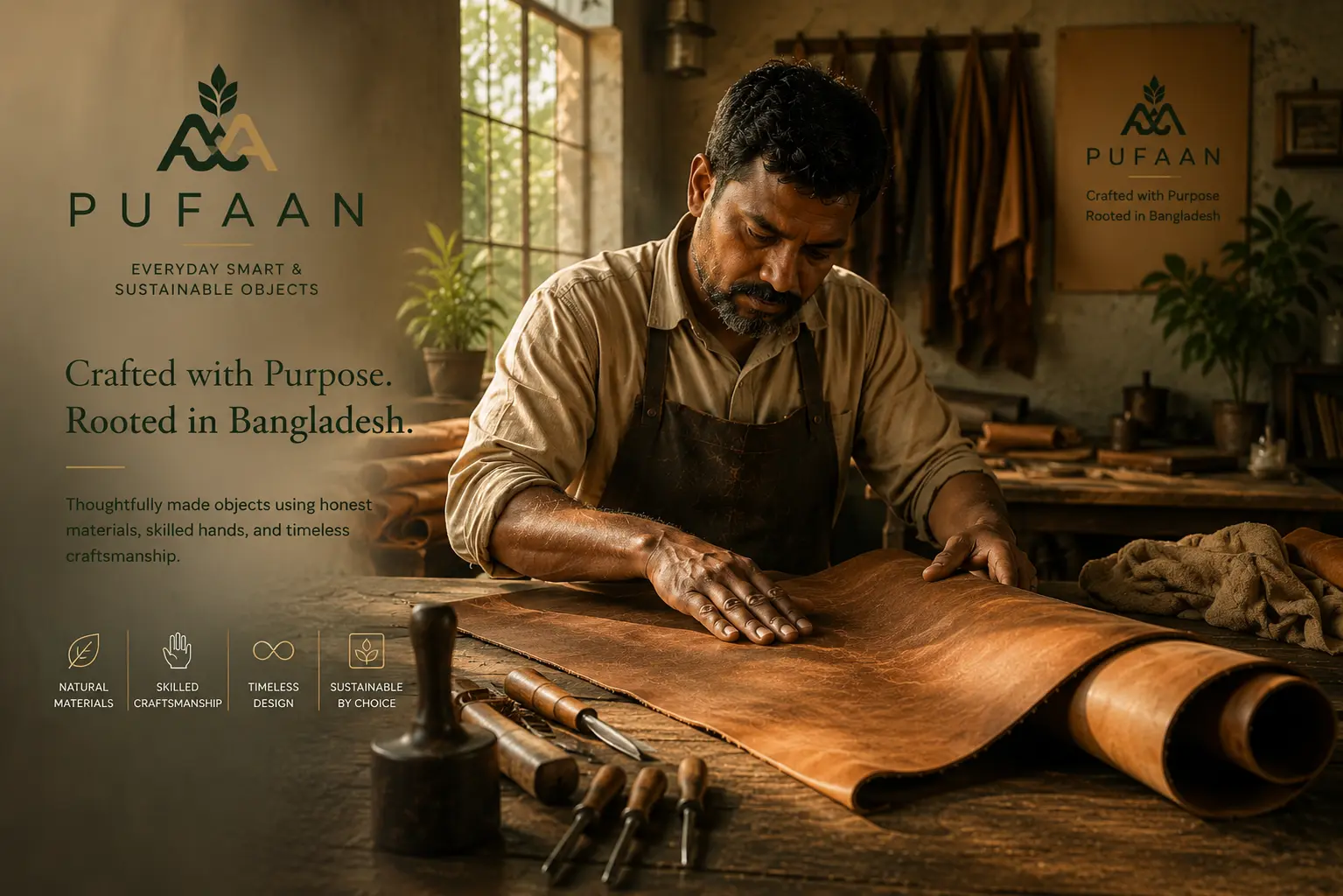 Placeholder for photography representing Bangladesh leather craftsmanship and tannery work