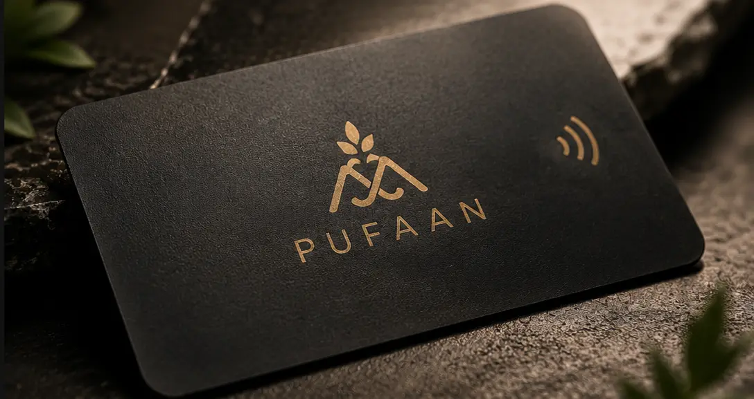 Placeholder for a detail photograph of an NFC business card edge, finish and chip zone