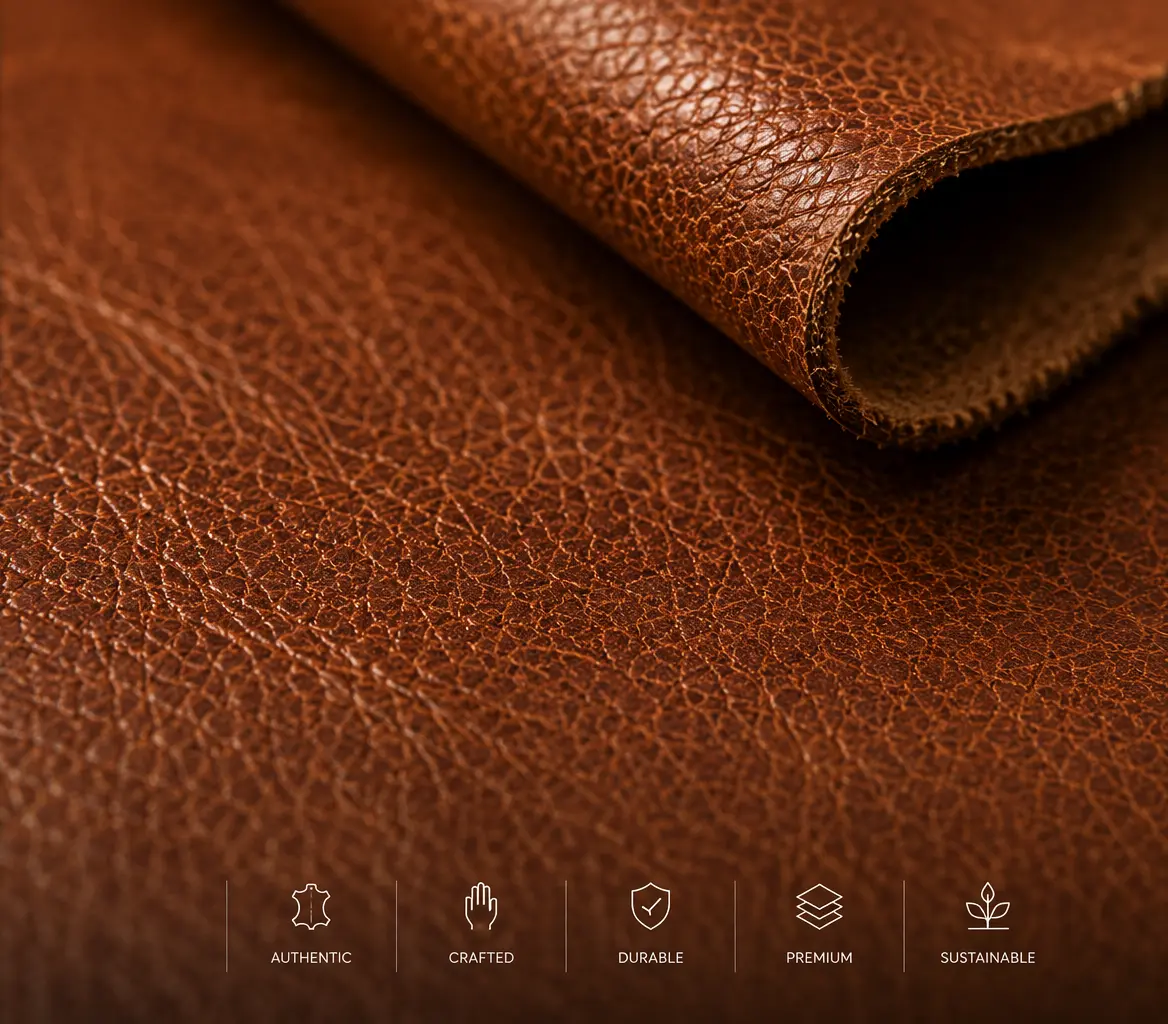 Placeholder for close-up photography of unfinished leather crust texture and grain